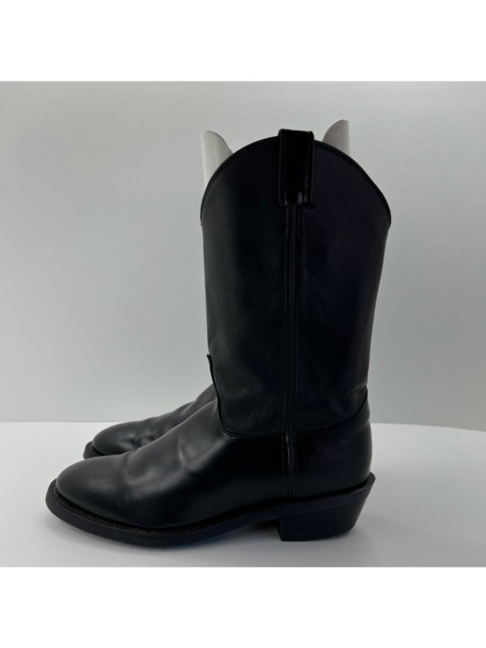Justin Tobias 3040 Trooper Western Boots Men 11.5D Vibram Pull On Black Leather - Picture 2 of 11